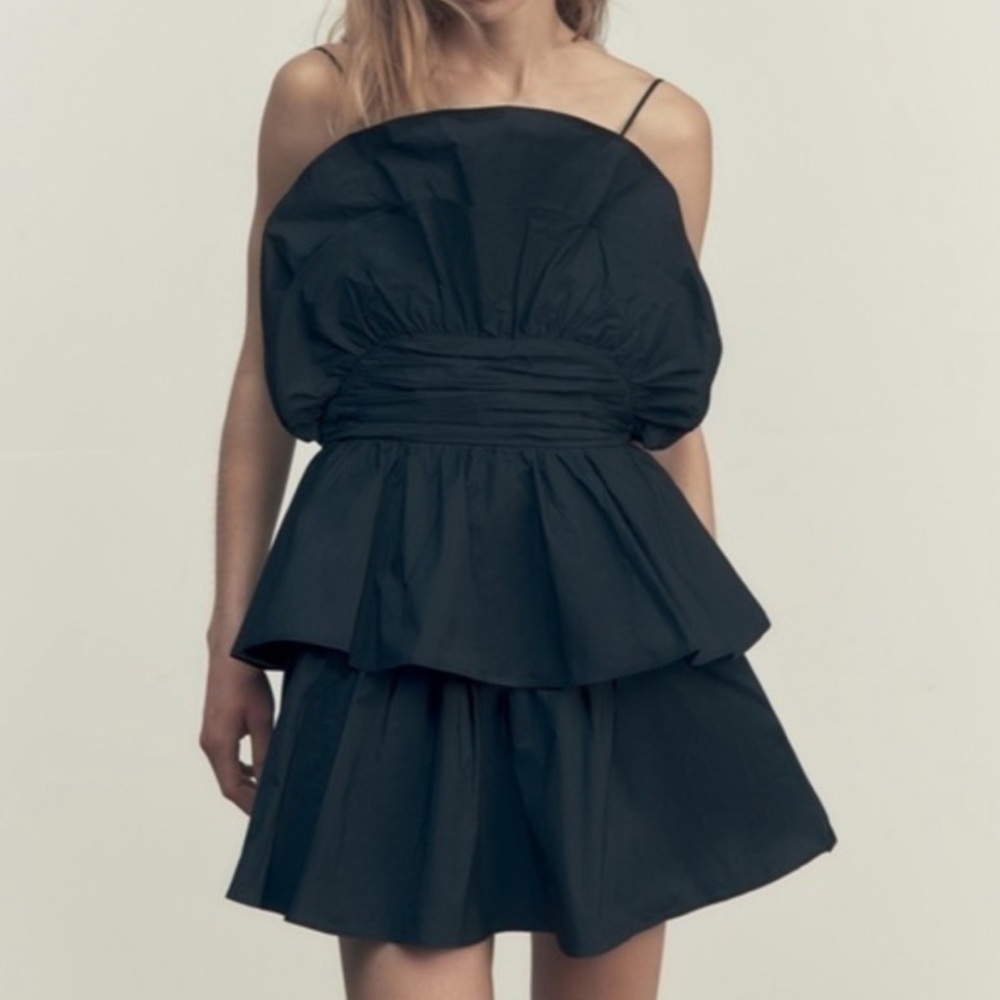 Zara black ruffled mini dress size small